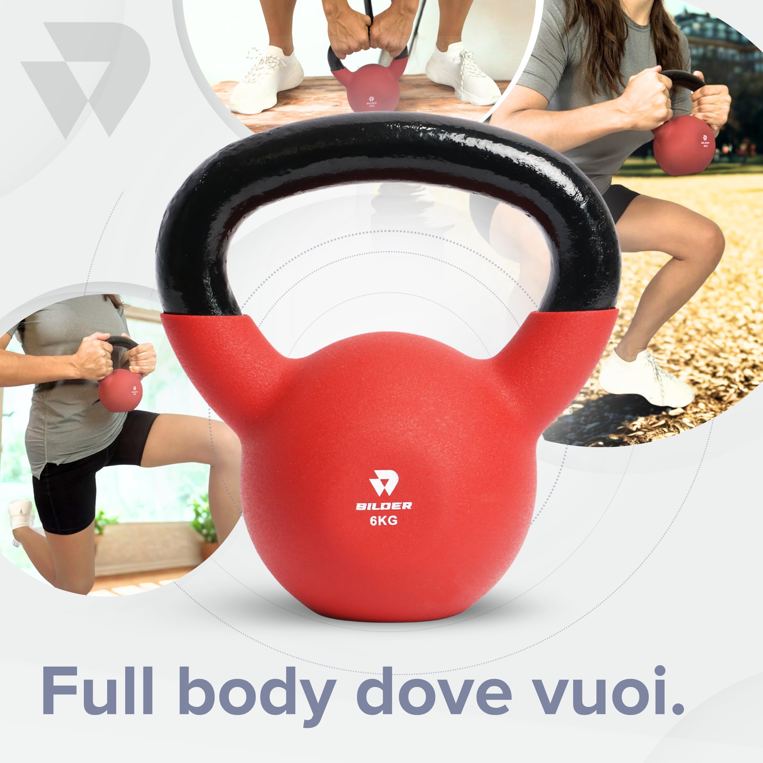 BILDER- Kettlebell con Impugnatura Ergonomica e Antiscivolo, Pesi in Ghisa con Rivestimento in Neoprene, Ideale per Esercizi e Allenamento Forza Cardio e Funzionale, Attrezzi Palestra Casa Fitness