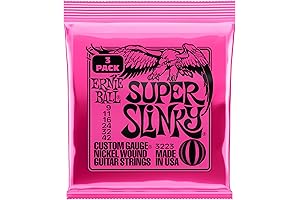 Ernie Ball Super Slinky Electric Guitar Strings for Lightweight Agility