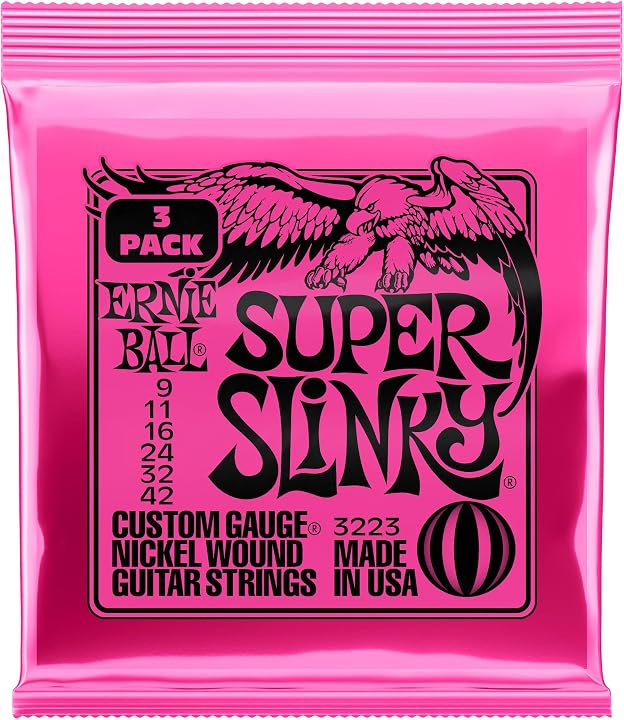 Ernie Ball Super Slinky Nickel Wound Electric Guitar Strings 3-pack 9-42