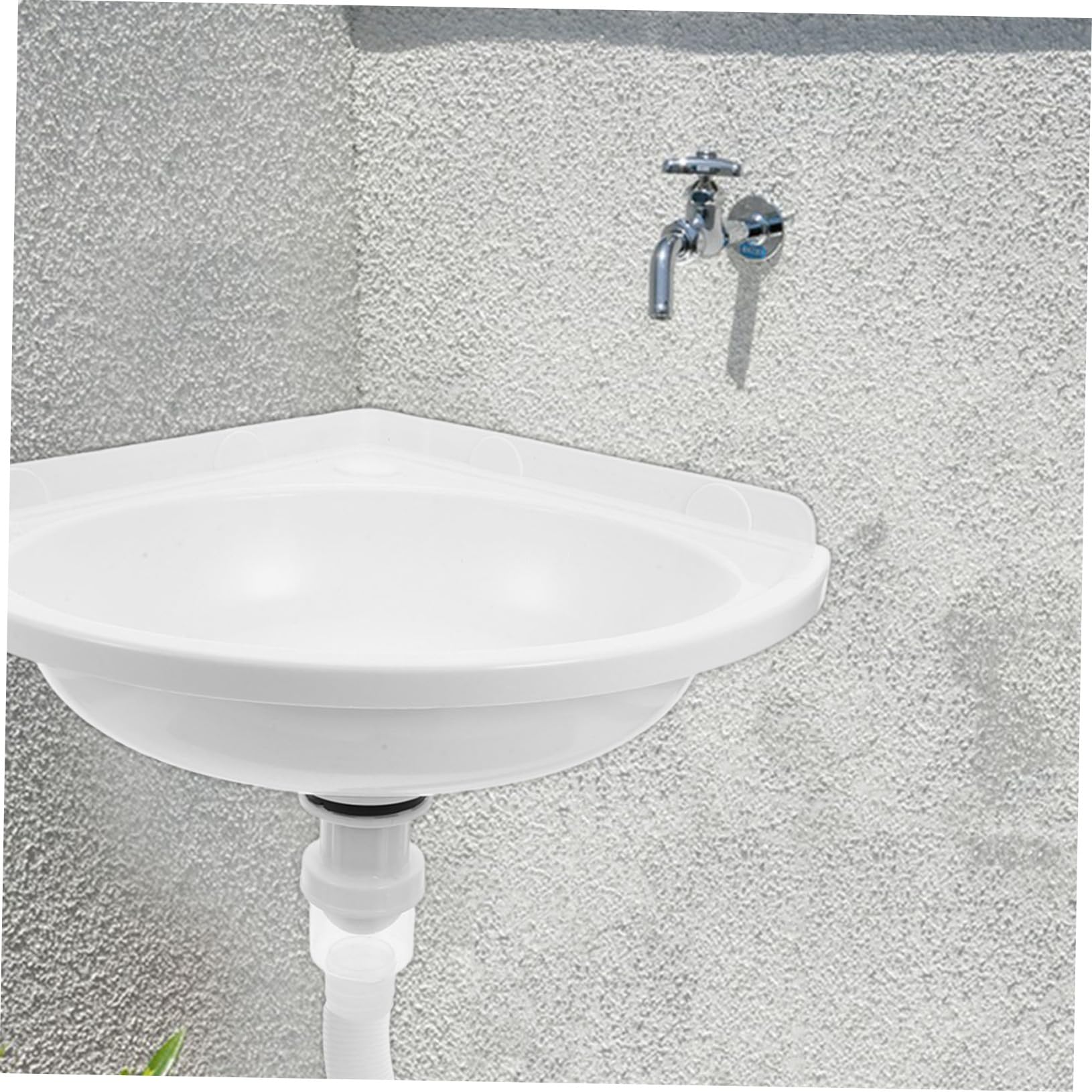 VILLCASE Lavabo Triangulaire Mural en Plastique Blanc pour Petite Salle de Bain, Facile à Entretenir et Optimisant L'espace Design Moderne et Compact