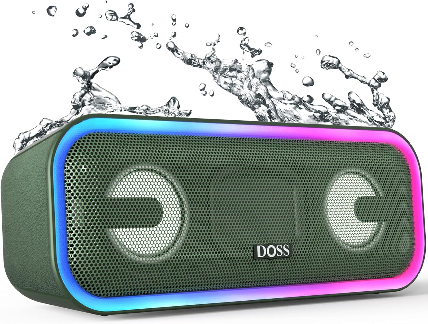 DOSS SoundBox Pro+ Bluetooth Speaker with 24W Impressive Sound, Booming Bass, IPX6 Waterproof, 15Hrs Playtime, Wireless Stereo Pairing, Mixed Colors Lights, 66 FT- Green DOSS SoundBox Pro+ Bluetooth Speaker with 24W Impressive Sound, Booming Bass, IPX6 Waterproof, 15Hrs Playtime, Wireless Stereo Pairing, Mixed Colors Lights, 66 FT- Green
