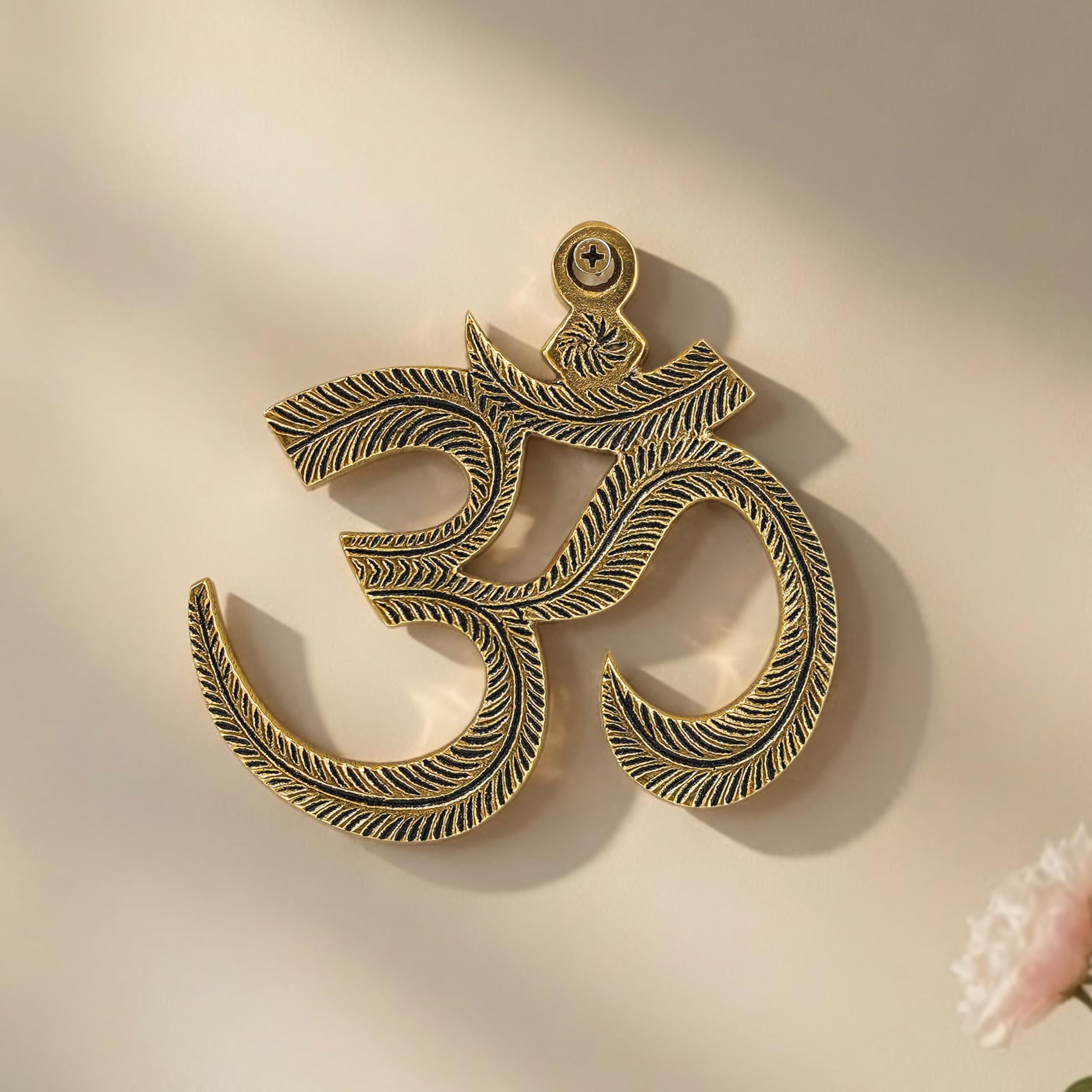 BEHOMA Brass Om Wall Hanging for Home Decor | Handcrafted Om Symbol Wall Decor for Living Room, Entrance, Office & Pooja Room | Spiritual Vastu Gift | Antique Golden Finish | 12.3 cm-image-33