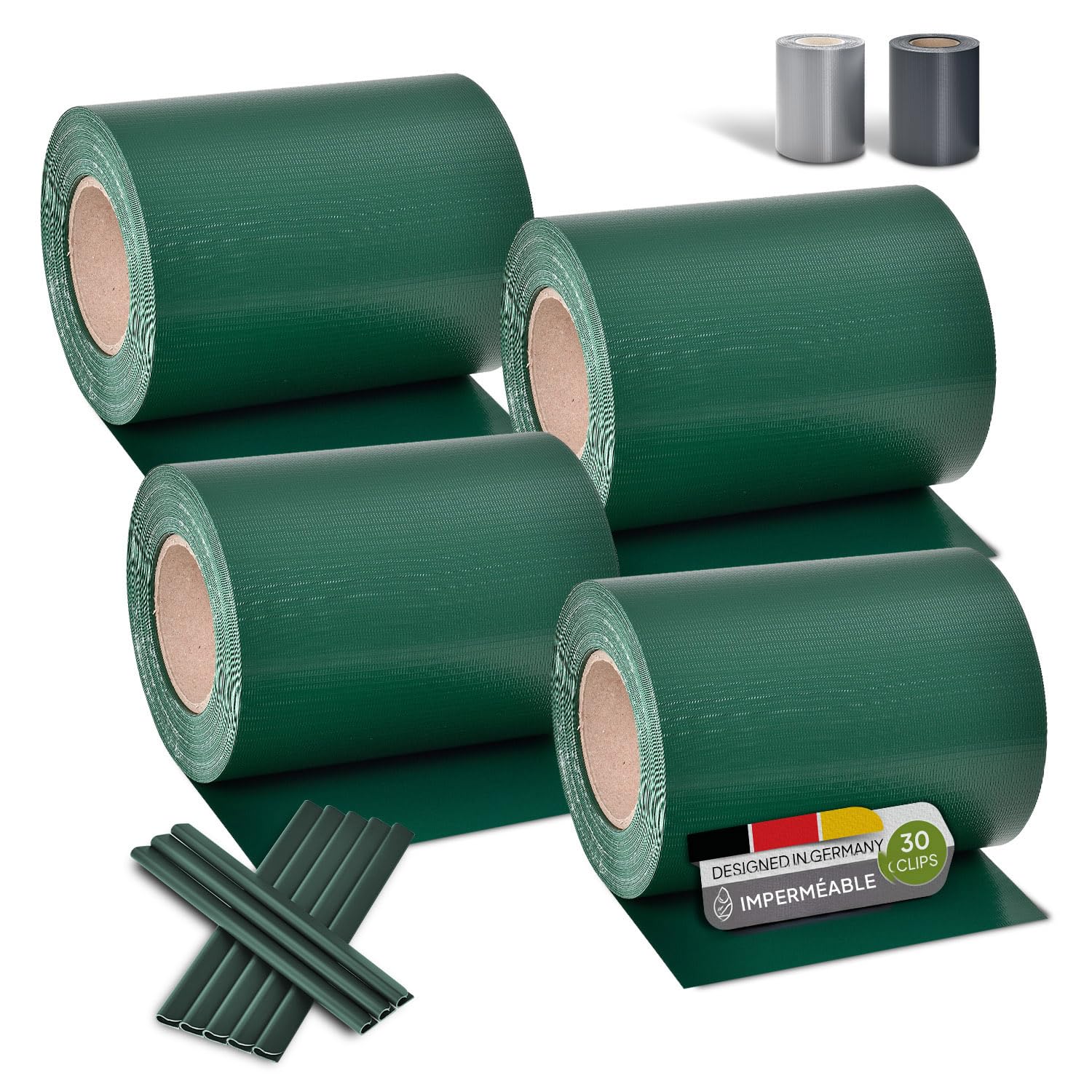 Protection visuelle de jardin en PVC Juskys pour clôtures à barreaux doubles