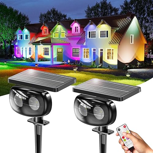 Miniatura 9 de Focos solares para exteriores, impermeables, IP68, luces solares que cambian de colores RGB con 4 modos de iluminación, luces solares para