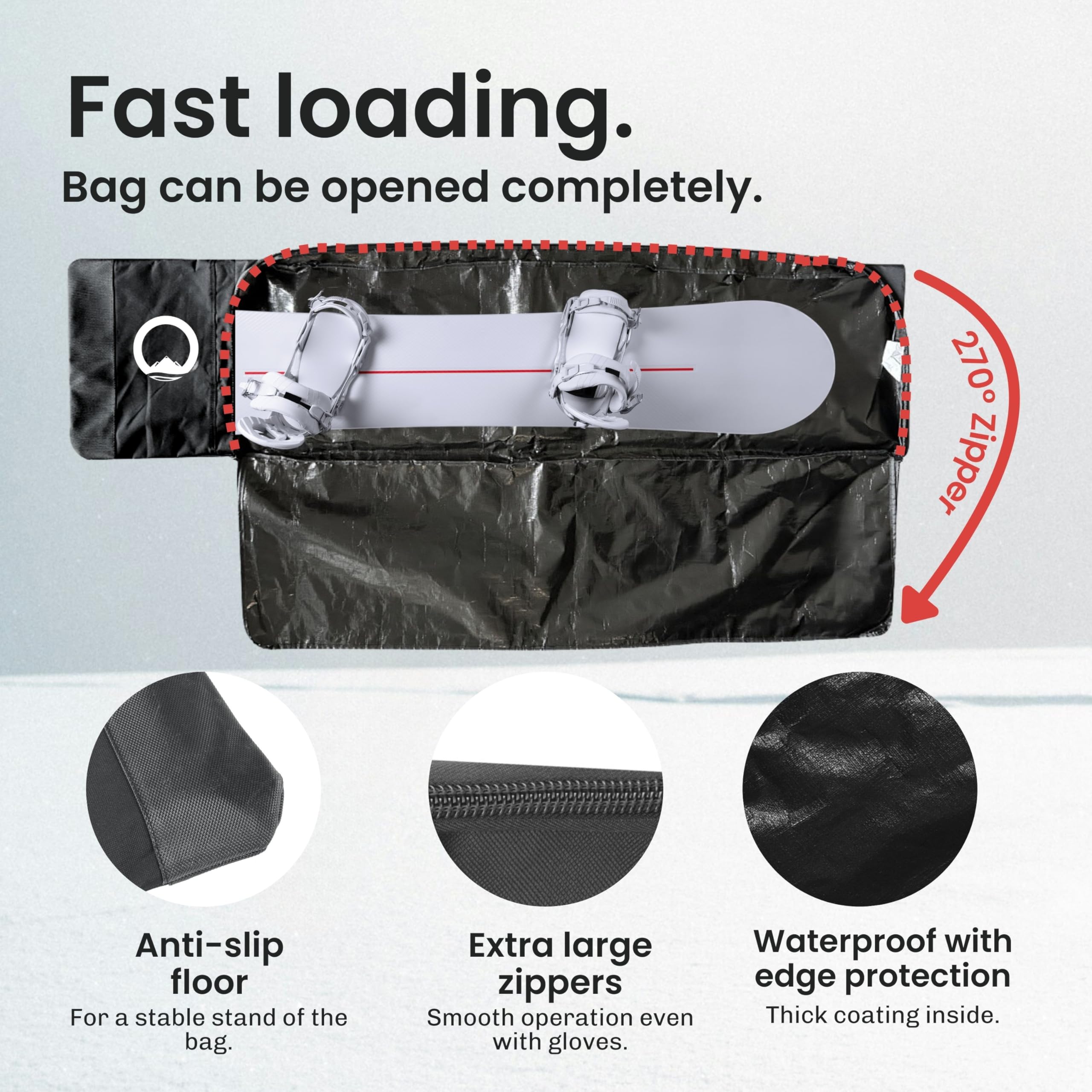 Otaro Borsa per snowboard, regolabile in lunghezza, 140 – 180 cm, per snowboard, impermeabile, imbottita, anche come borsa wakeboard, borsa per sci, per 2 paia (60.000 clienti entusiasti)