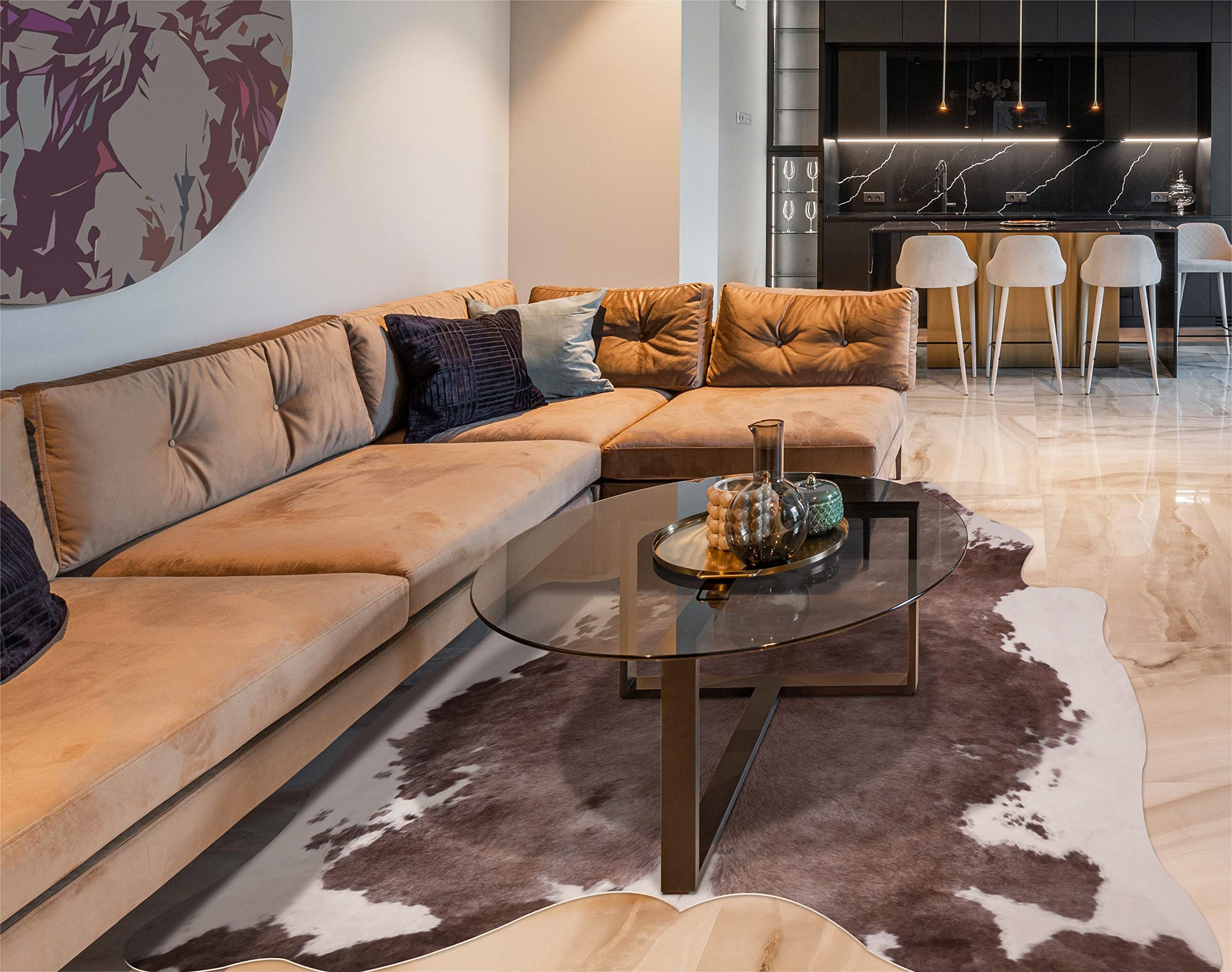 牛皮の絨毯 楽天市場】アニマルプリント ラグ カウ柄 プレミアムフェイク