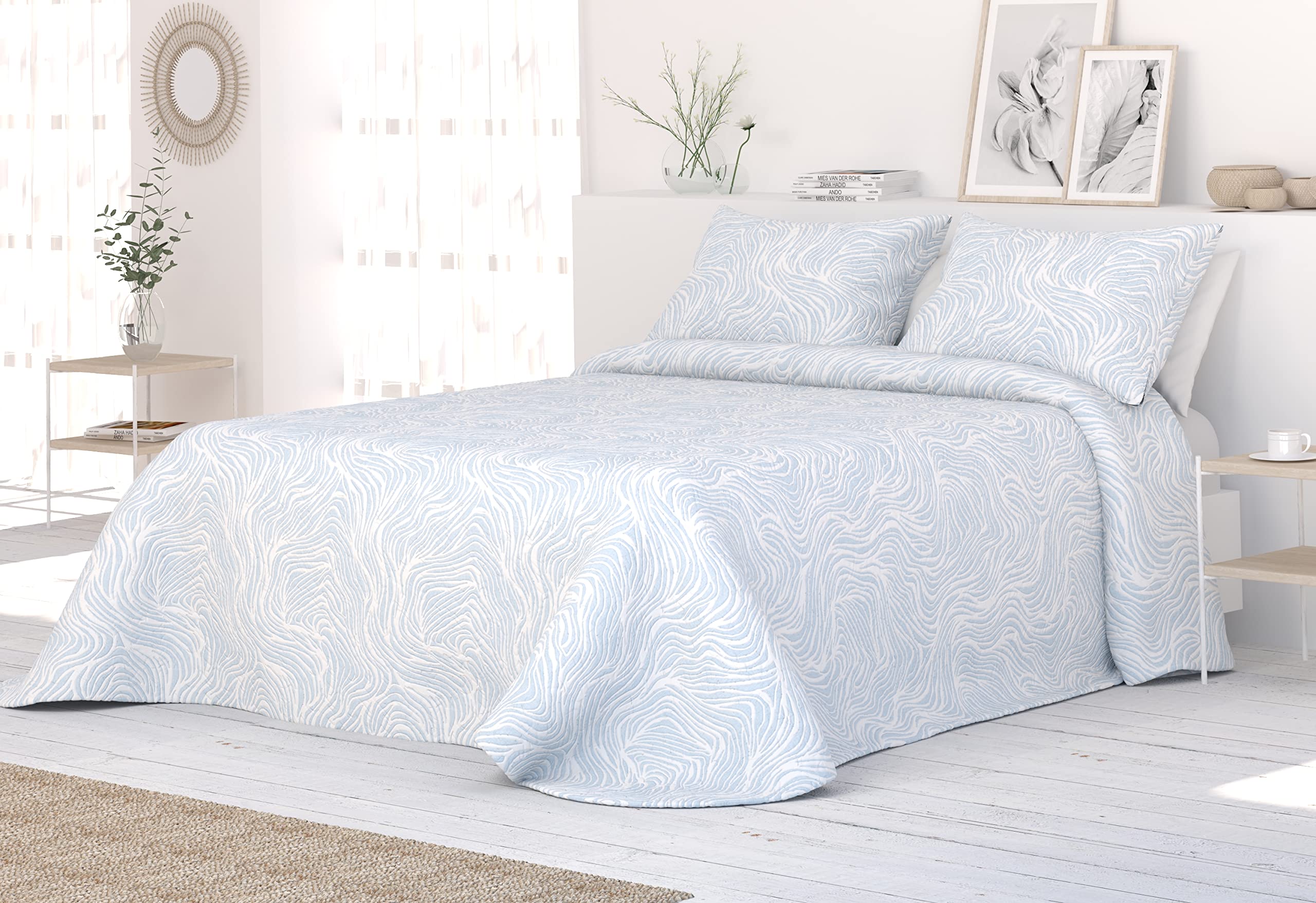 Victorio & Lucchino Colcha Bouti Jacquard (Cama 150cm, Chiara - Celeste)