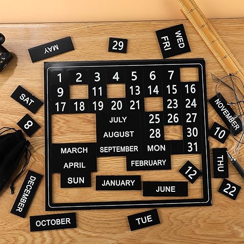 Miniatura 2 de 50 números magnéticos de calendario para pizarra blanca y refrigerador, días de la semana y meses, indicadores magnéticos de fechas del calendario