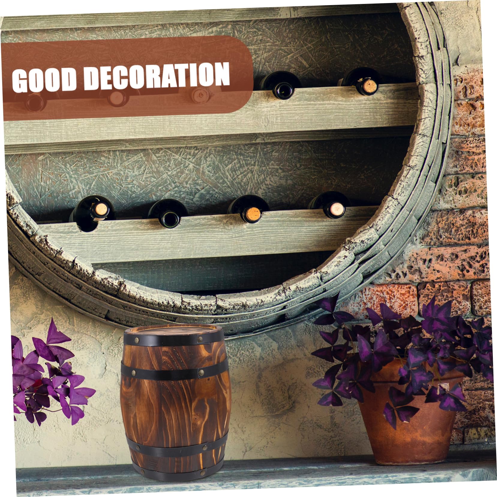 Wood Wine Barrel Decor Oktoberfest Retro Bar Landscaping Prop