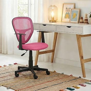 CARO-Möbel Kinderdrehstuhl Studio - Ergonomischer Schreibtischstuhl mit Armlehnen, Verstellbar, Rosa, Pink - Ideal für Kinder, Atmungsaktives Mesh, Leichter Aufbau [bis 80kg]