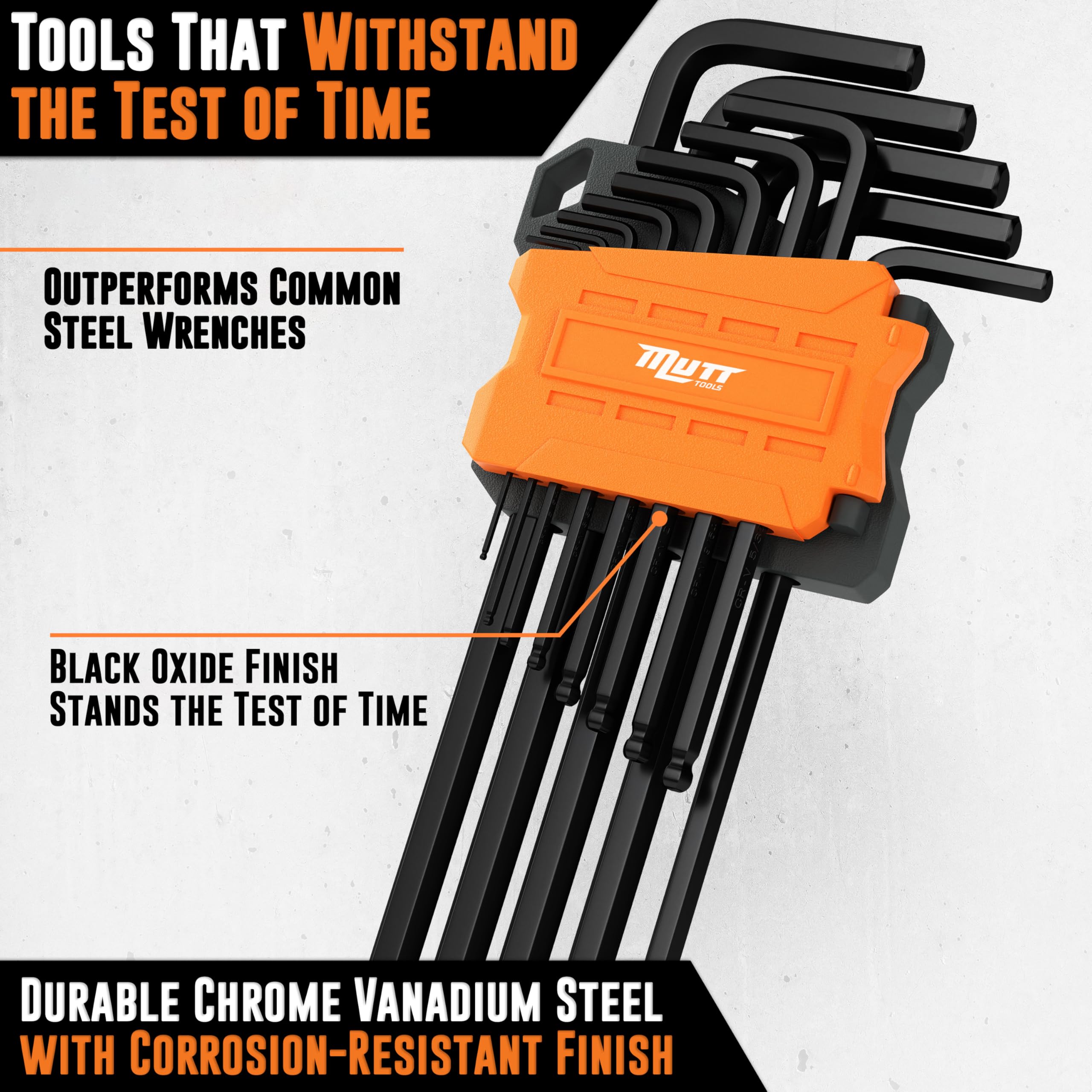 Mutt Tools 35pc Long Allen Wrench Set and Star Key Set – Includes