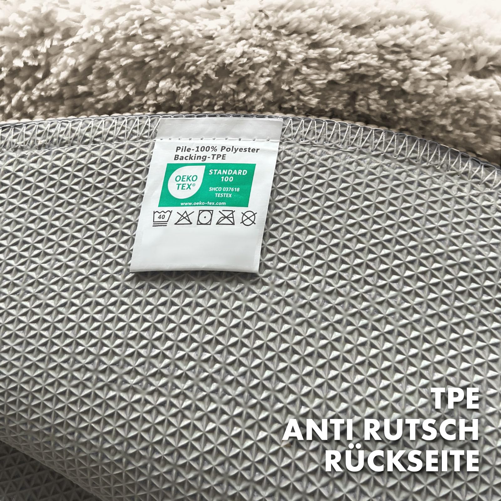KARAT Badematte Sky, Badteppich in Rund, Dichtes, Flauschiges Wohlgefühl für Ihr Zuhause, Badvorleger rutschfest waschbar, schadstoffgeprüft (Ivory, 120 cm (Rund))