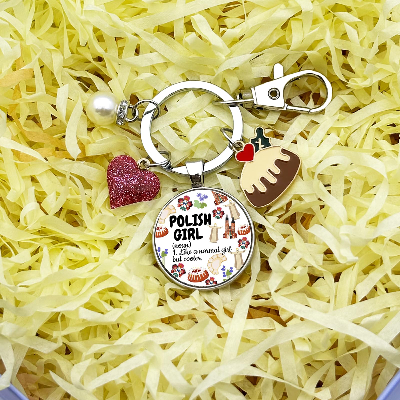 Polish Gifts Poland Lover Keychain for Christmas Graduation Birthday Retirement Poland Vacation Souvenir for Women Kids Mom Girl Trip Pierogi Theme Travel Jewelry Funny Polish Landmarks Keyring