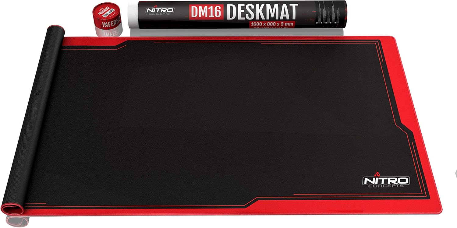 NITRO CONCEPTS DM12 Deskmat Desk Pad - Mouse Pad - 1200x600mm - Black/Red