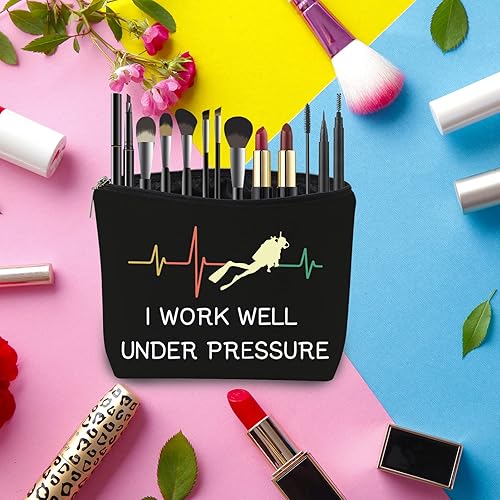 Miniatura 6 de PWHAOO Buceo Bolsa de Cosméticos Buceo Amante de Buceo Regalo Trabajo Bien Bajo Presión Maquillaje Cremallera Bolsa Para Buceo, Trabajo Bien B