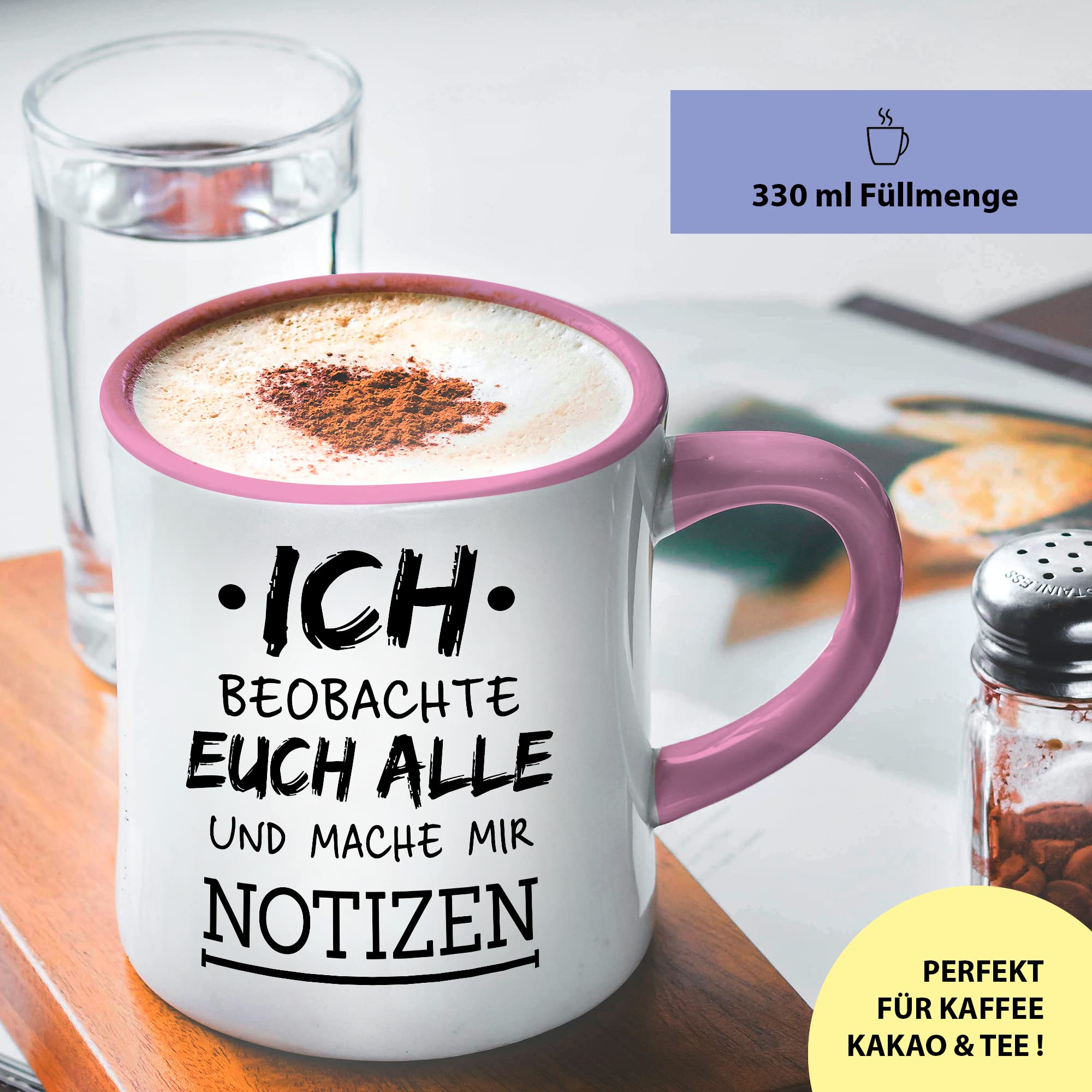 Tazza Divertente Tradercat 'Ich Beobachte Euch' - Interno Blu, 330 Ml, Ceramica, Lavabile In Lavastoviglie, Prodotta In Germania - 4