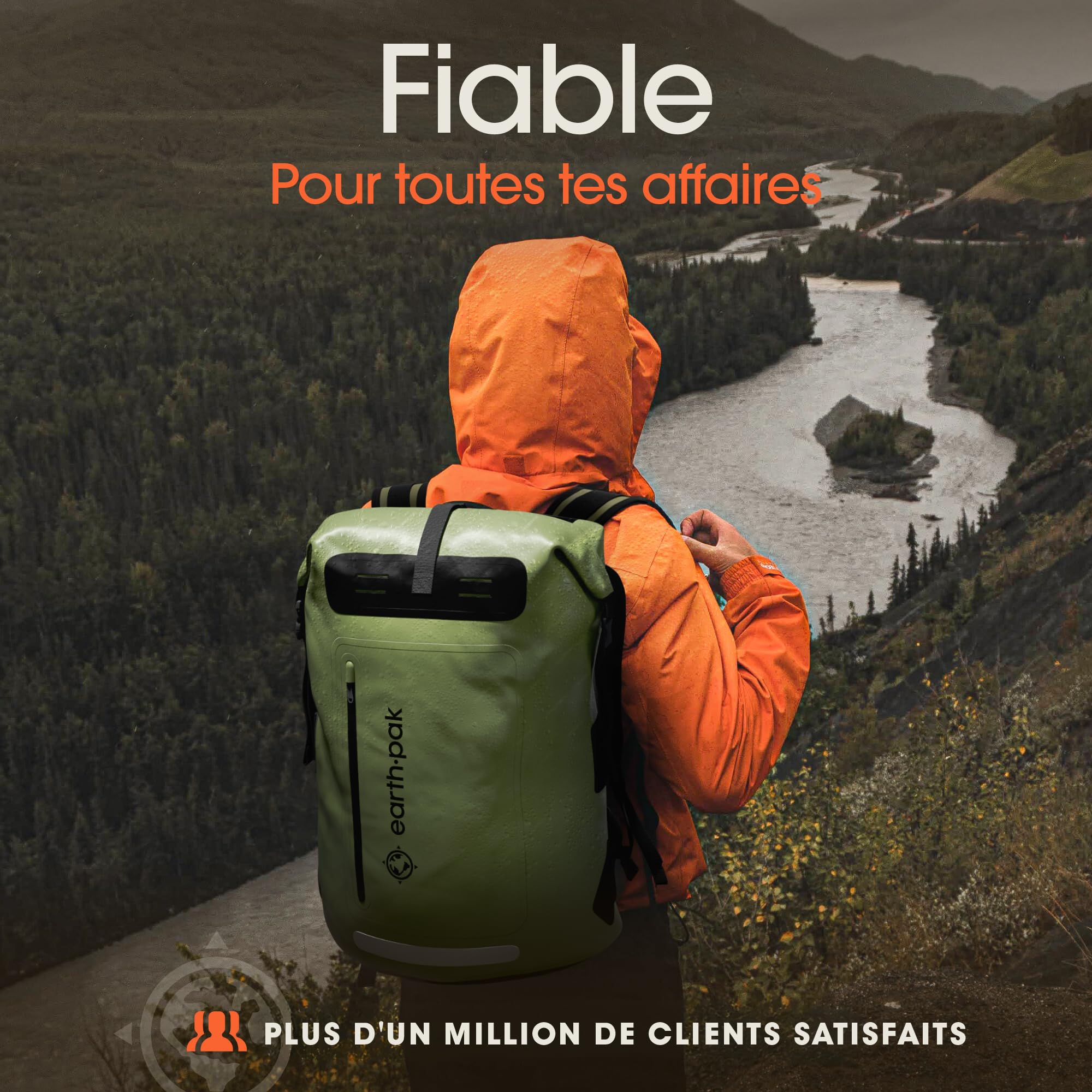 Sac à Dos Étanche 85L - Dry Bag Nautique - Kayak Vélo Pêche Camping | Fermeture enroulable 100 % étanche - 85L en PVC 500D résistant - étui téléphone IPX8 inclus - Vert