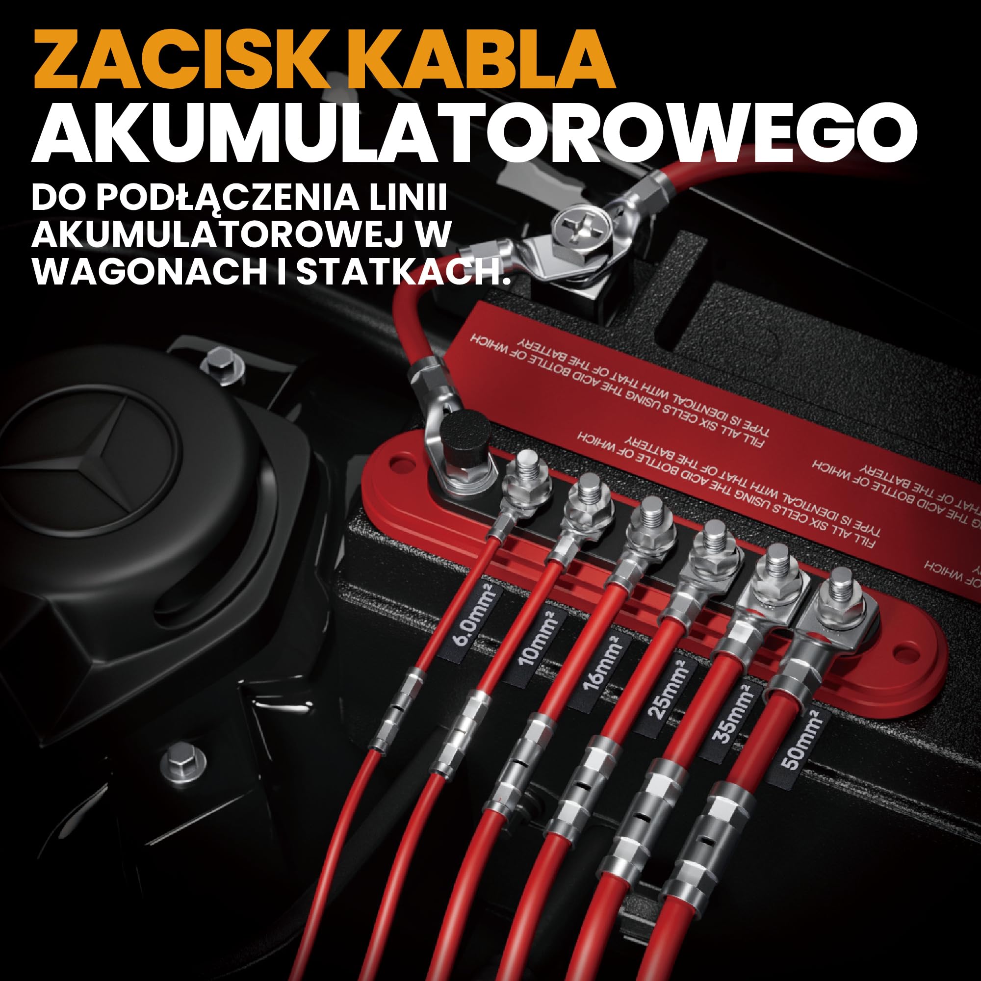 SOMELINE Szczypce do zaciskania końcówek kablowych 6-50 mm², zestaw końcówek kablowych, końcówki oczkowe z cynowanym otworem na śrubę, miedziane, zestaw szczypiec do zaciskania, elektronarzędzie