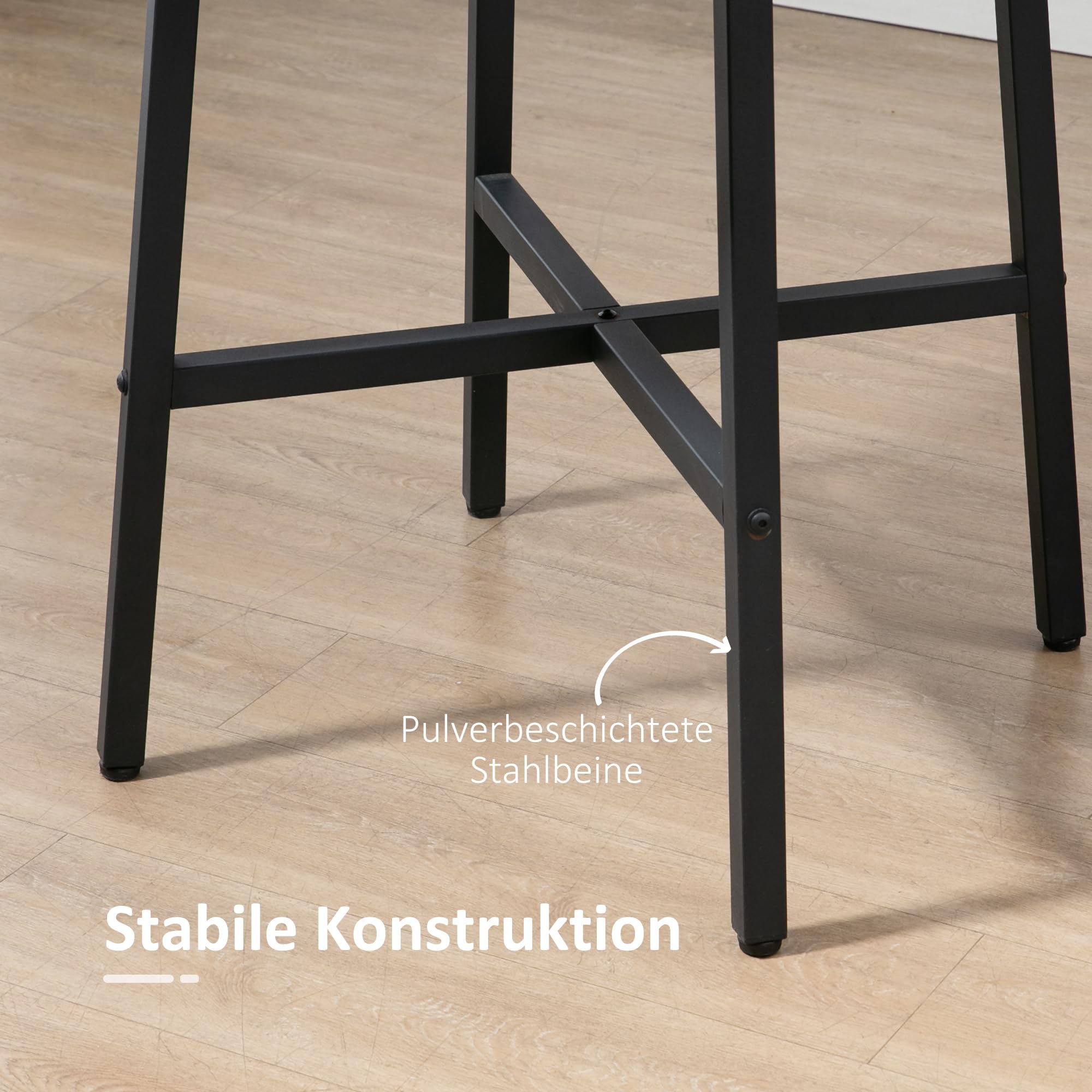 HOMCOM Esstisch 80 x 80 cm rund Küchentisch für 4 Personen Esszimmertisch mit Stahlrahmen, Industriller Tisch für Küche, Esszimmer und Wohnzimmer Rustikales Braun