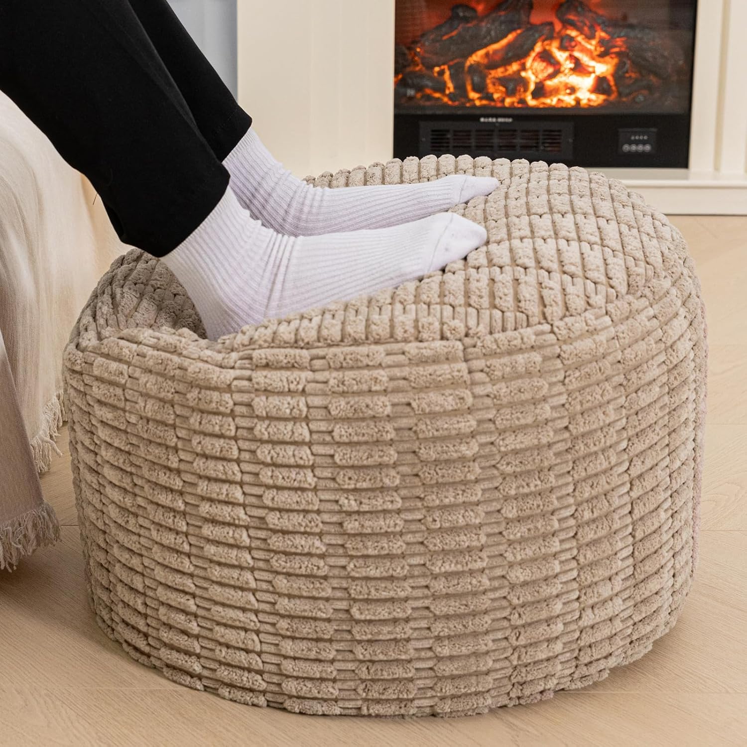 Asuprui Pouf Ottoman Round Ottoman Foot Rest Foot Stool