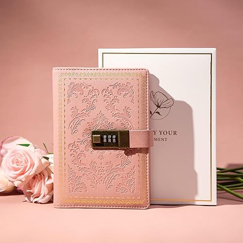 Miniatura 7 de Lock Diary - Diario vintage con cerradura para mujer, diario de cuero con cerradura recargable, con bloqueo personal, diario de escritura B6, diario