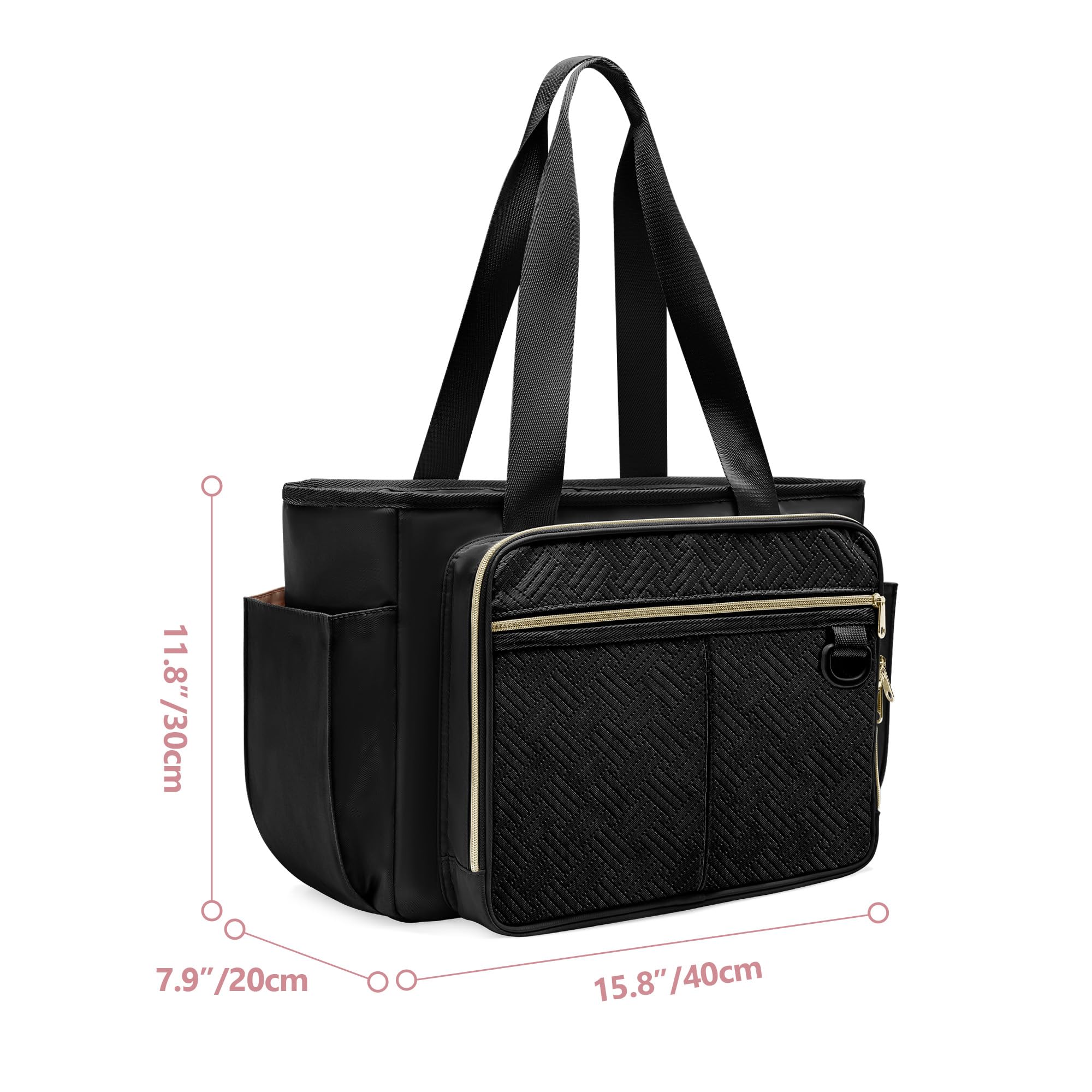 Borsa Tote per Infermiere da Donna, Borsa Clinica per Infermieri con Organizer a Fisarmonica, Accessori per Infermieri per Lavoro e Assistenza Sanitaria a Casa, Nero