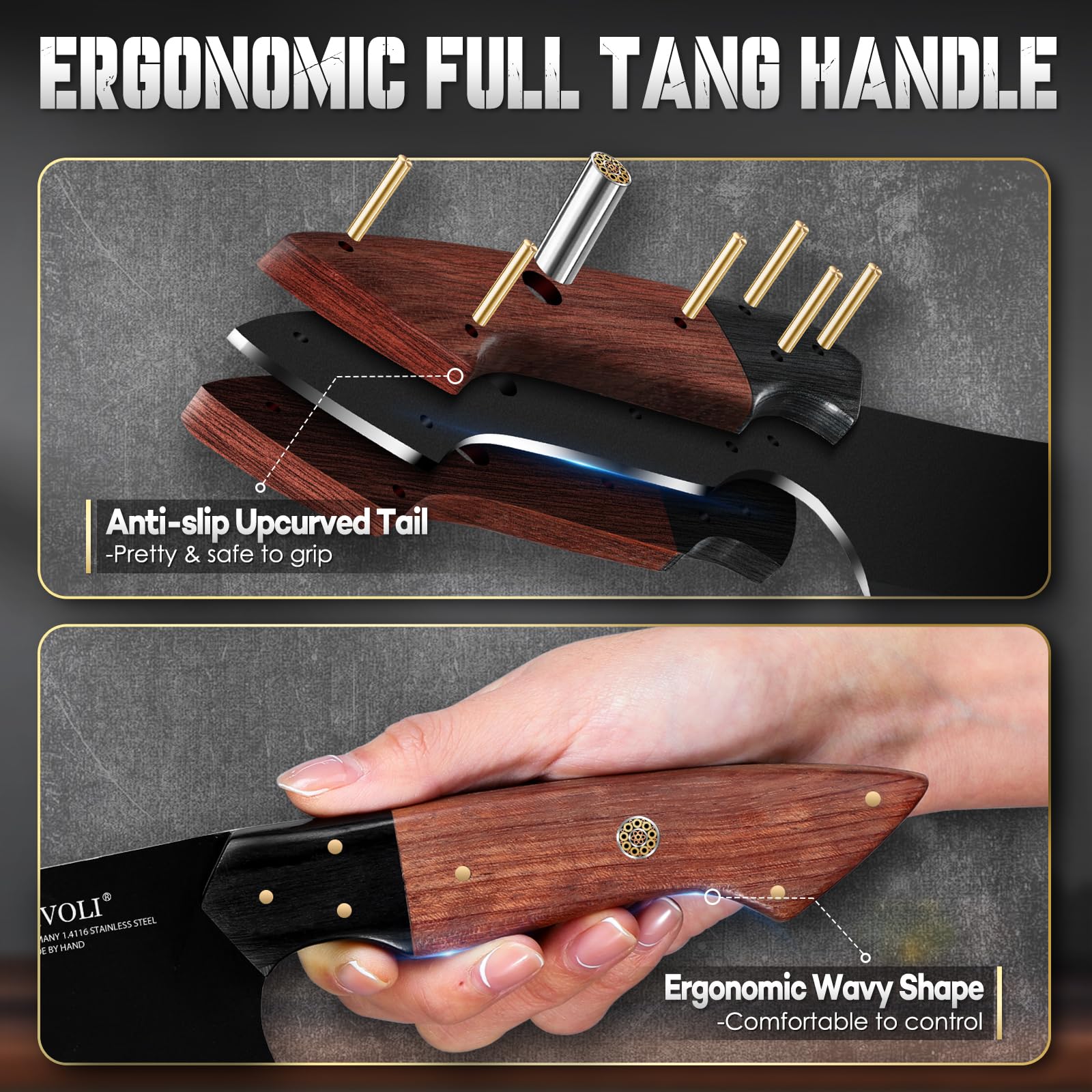TIVOLI Kitchen Knife Set - 3 Piece Chef's Knife Set -4