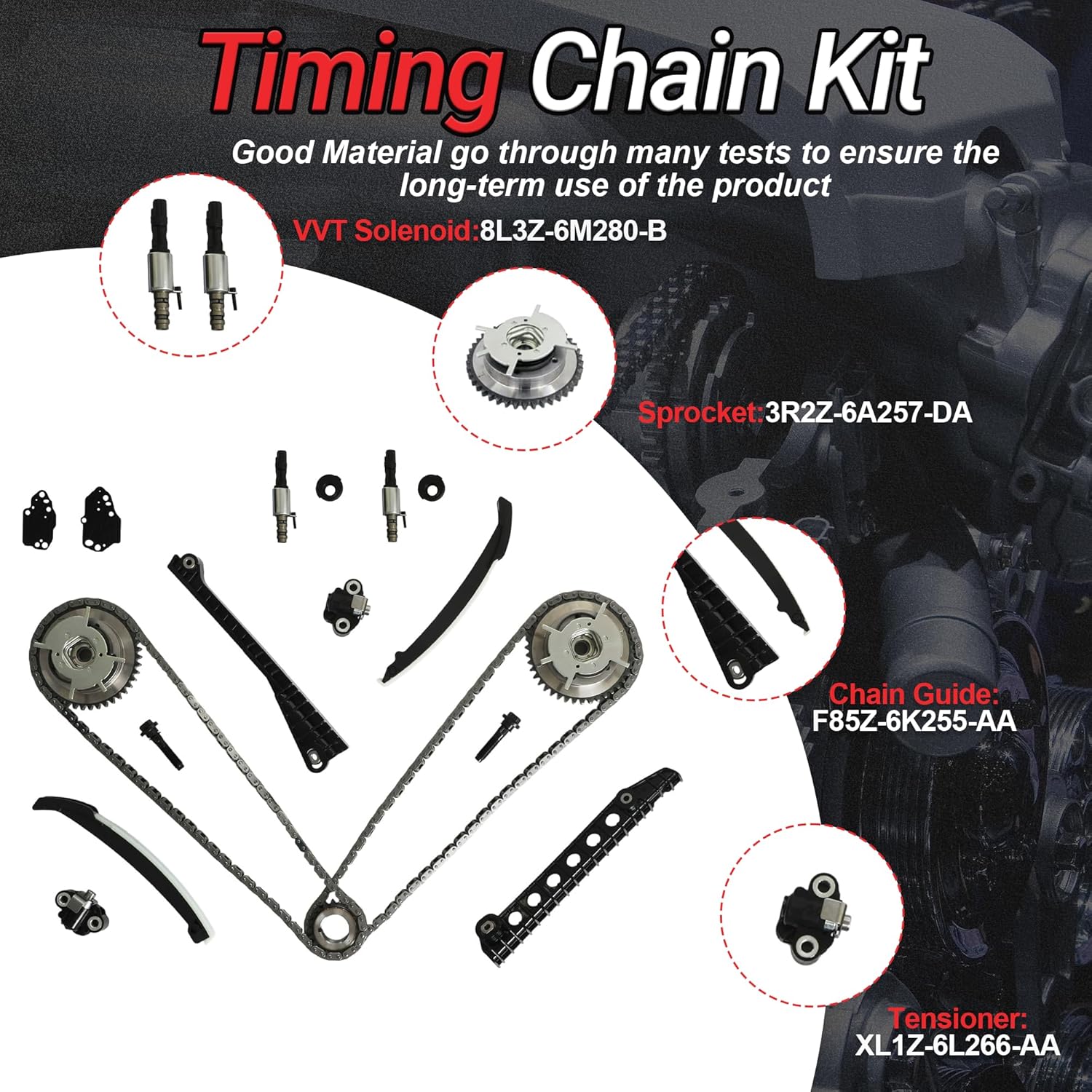 5.4 Timing Chain Kit with Oil Pump & Water Pump Fit For Ford Expedition F-150 F-250 F-350 Super Duty Lincoln Mark LT Navigator 5.4L 3V 2004-2013 Replace#TK4170 5L3Z6268A 3R2Z-6A257-DA