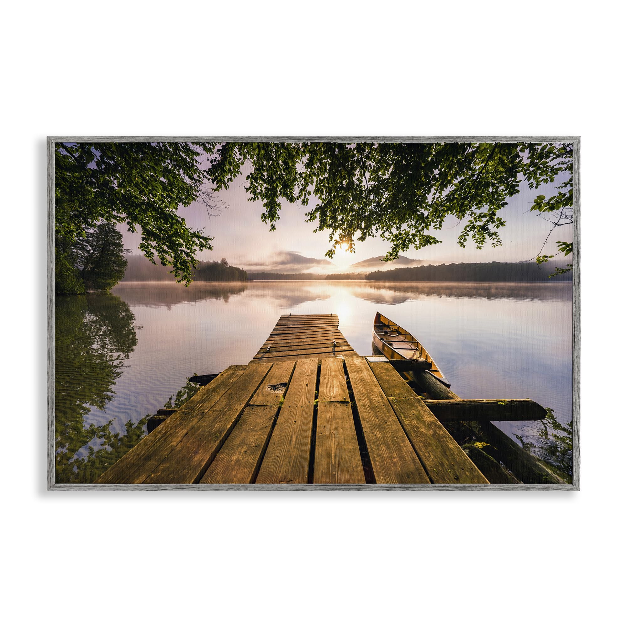 Stupell Industries 'Misty Morning Light on Lake', Framed Giclee Art, Gray, 30 x 20 Inches, Easy to Hang and Sturdy, Made in USA, by Jonathan Zaharek