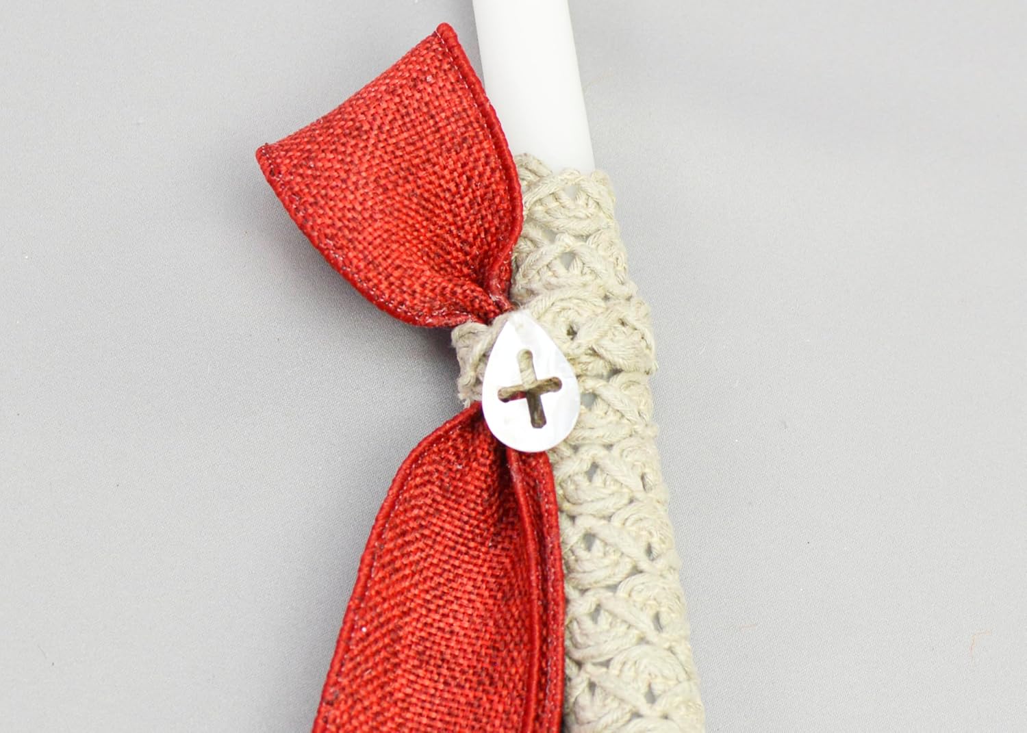 Greek Orthodox Easter Candle - Salvation Easter Candles - Pascha Lambathes - Πασχαλινἐς Λαμπάδες | Dahlia Rope Tied Cross