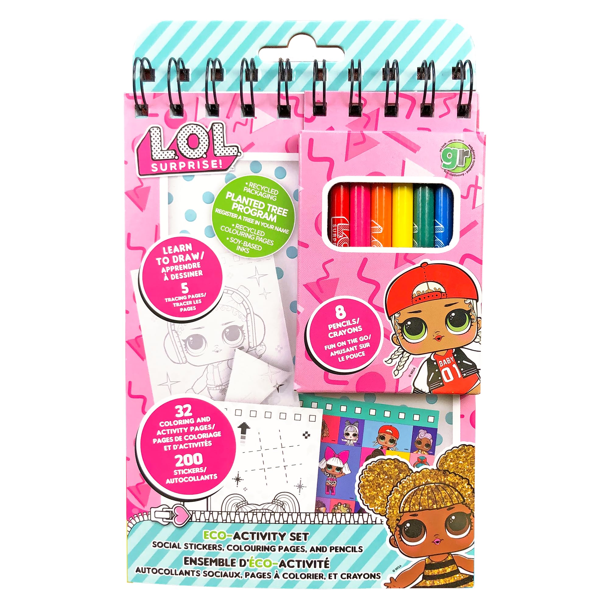 L.O.L Suprise Eco Colouring and Activity Pad with Mini Colouring Pencils- Fun, Arts, Activity sets for Kids, Children, Girls and Boys aged 3-10 years old-Under Tree Planting Program