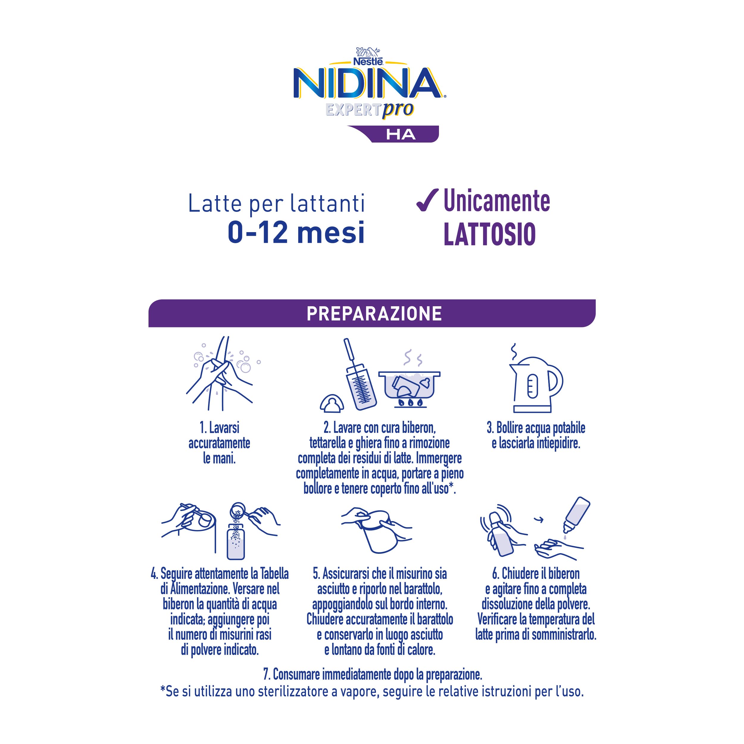 NIDINA EXPERTPRO HA Latte per Lattanti in Polvere dalla Nascita Latta 800g