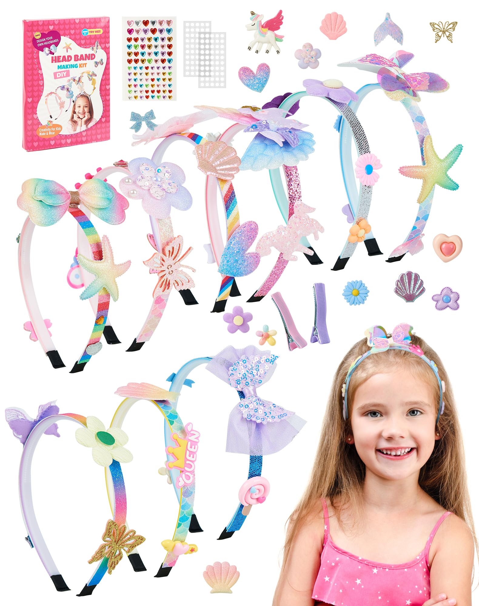 Kit Creazione Fasce Per Capelli Sirena - Fai Da Te Per Bambine 5-12 Anni, 52 Pezzi, Regalo Creativo - Foto 12