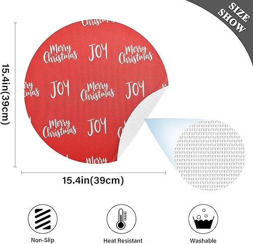Miniatura 4 de Festive Merry Christmas Round Place Mats, Heat Resistant Non Slip Outdoor Washable Placemats for Kitchen one sizex1