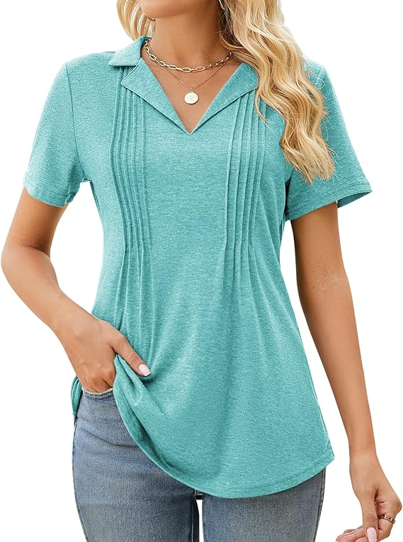 Kistore Womens Short Sleeve Polo T Shirts V Neck Summer