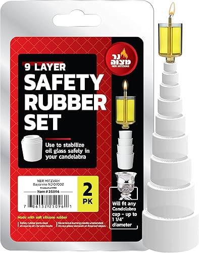 Miniatura 5 de Ner Mitzvah Juego de goma de seguridad para velas de aceite, 5 capas, paquete de 2 unidades, para vasos de aceite de menorá de Hanukkah y velas de