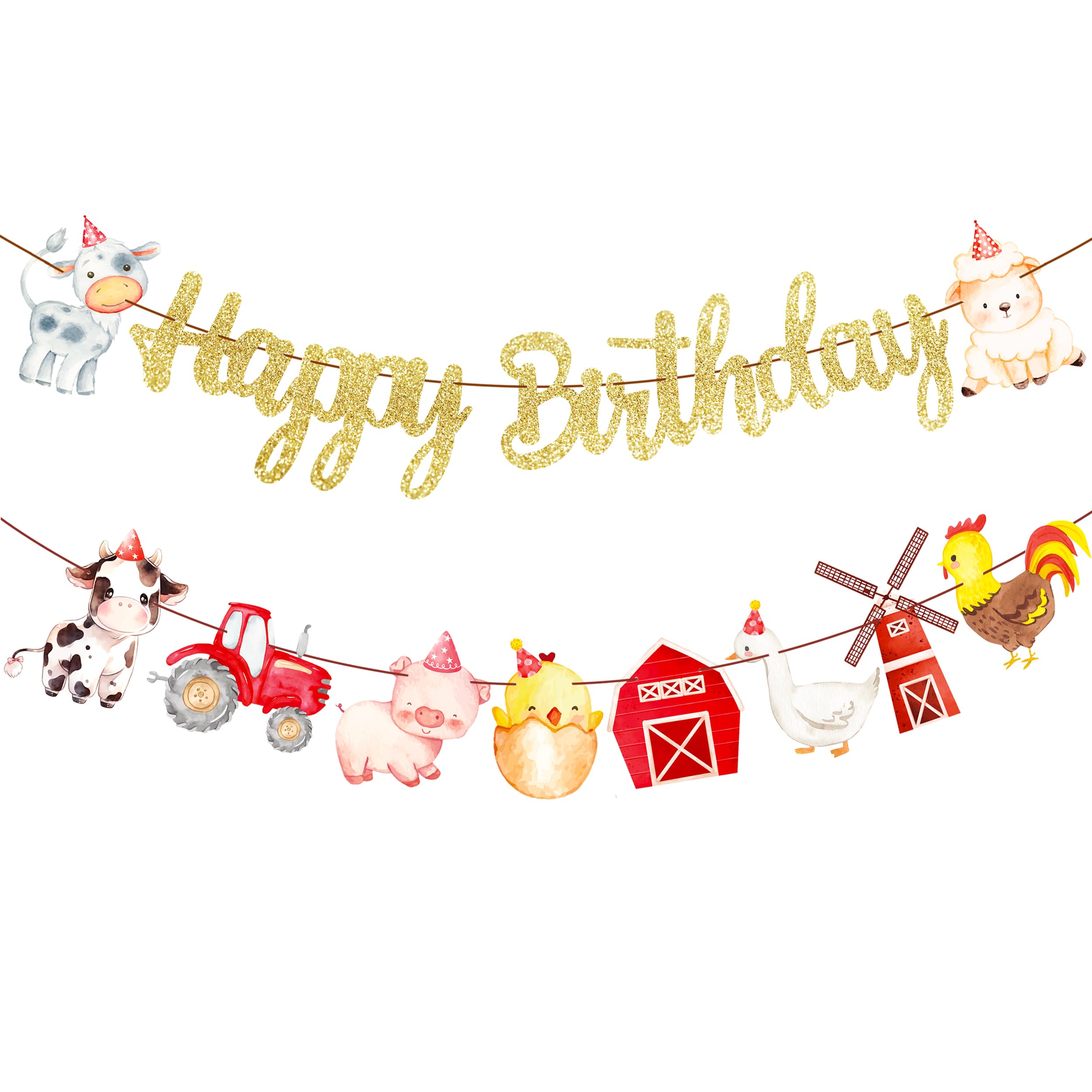 Farm Animal Party Banners - Farm Theme Birthday Decorations Barnyard Party Hanging Decoration for Barn Party & Baby Showers