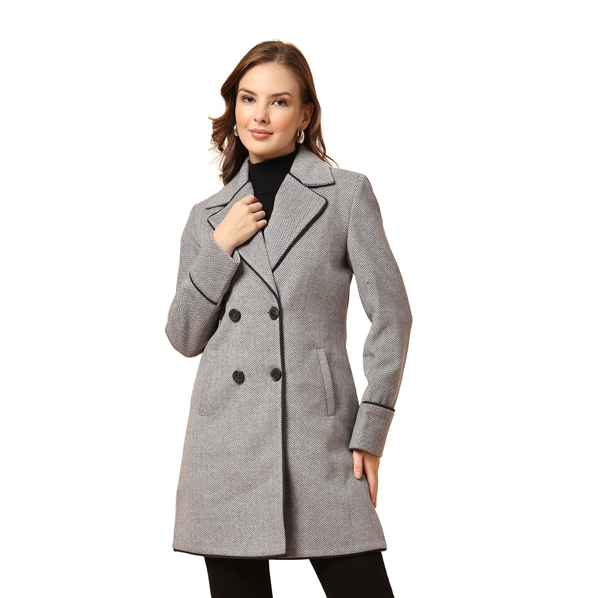 Winterwear Womens Navy Lepal Neck LongLine Long Coat-picture-15