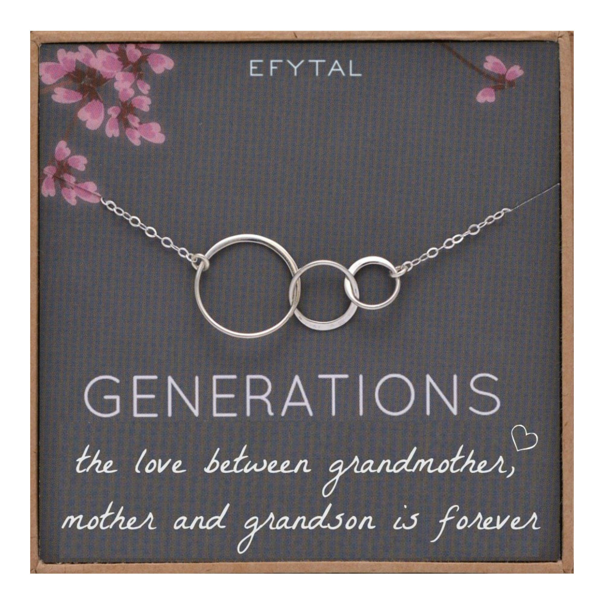 EFYTALEFYTAL Gifts for Grandma, Sterling Silver or Gold Plated 3 Circles Necklace from Grandson, Mother's Day Gift for Grandmother, Birthday Gifts for Her