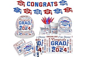 Red and Blue Congrats Grad Plates and Napkins