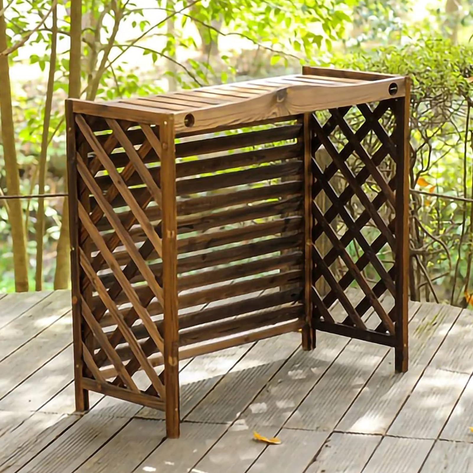 Cache-climatiseur en bois pour fenêtre et pompe à chaleur jardin