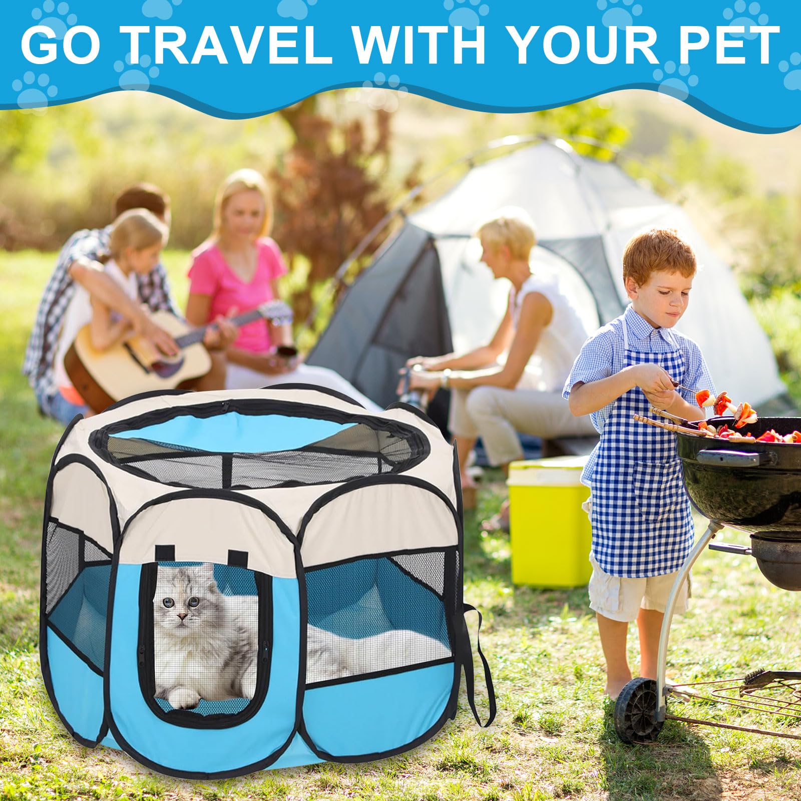 Caño para cachorros plegable para perros y gatos, parque portátil para cachorros, caja plegable para gatos, resistente al agua, tela Oxford, parque para perros, jaula para gatos, perros, conejos