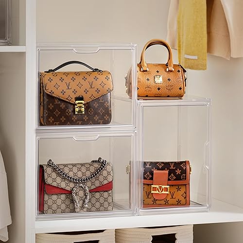 Miniatura 5 de HBlife Paquete de 8 organizadores de almacenamiento transparentes para armario, organizador de acrílico apilable con puerta magnética, caja de