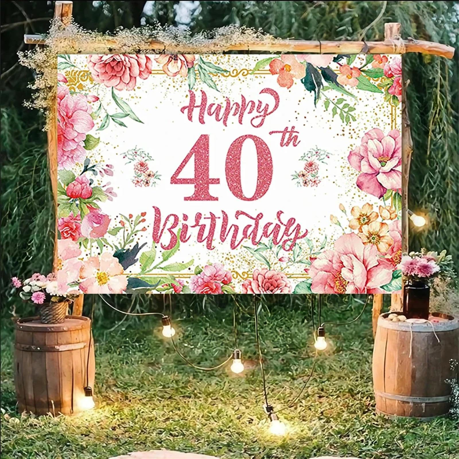 40 Ans Joyeux Anniversaire Fond décor bannière Studio Photo Dames Photographie Rose Fleur Famille fête célébration 300x200cm