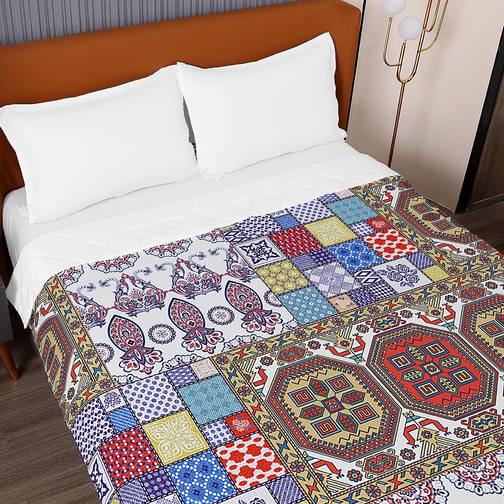 Odot Trapuntino Copriletto Matrimoniale/Piazza e Mezza Primaverile-Estivo Singolo Double in Morbida Microfibra Caldo e Morbido Quilting Trapunta Leggera (220x240cm,Boho 4