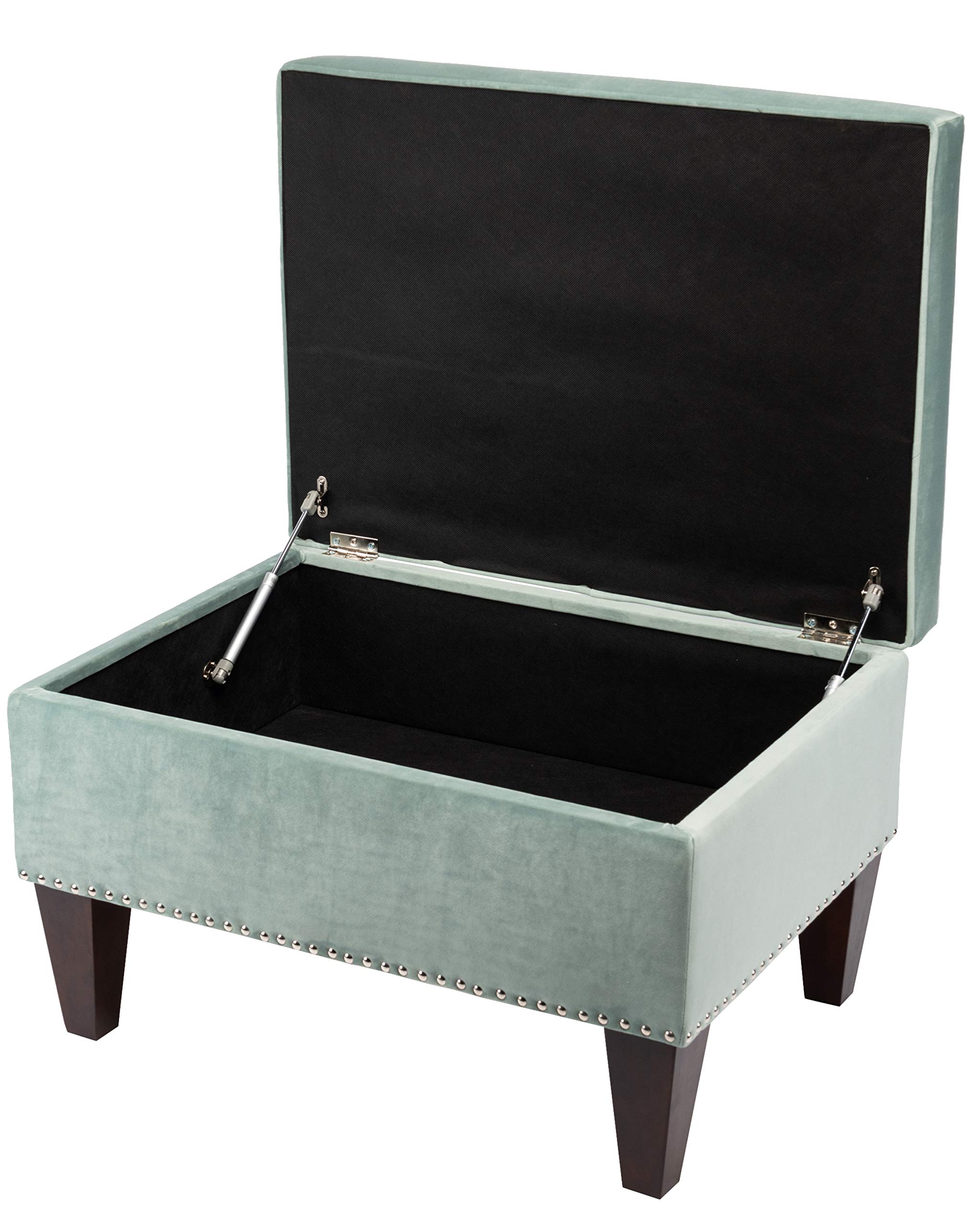 MJL Furniture Designs Brooklyn Mid Century Modern Upholstered Bedroom Storage Trunk Ottoman, 29.5", Tiffany