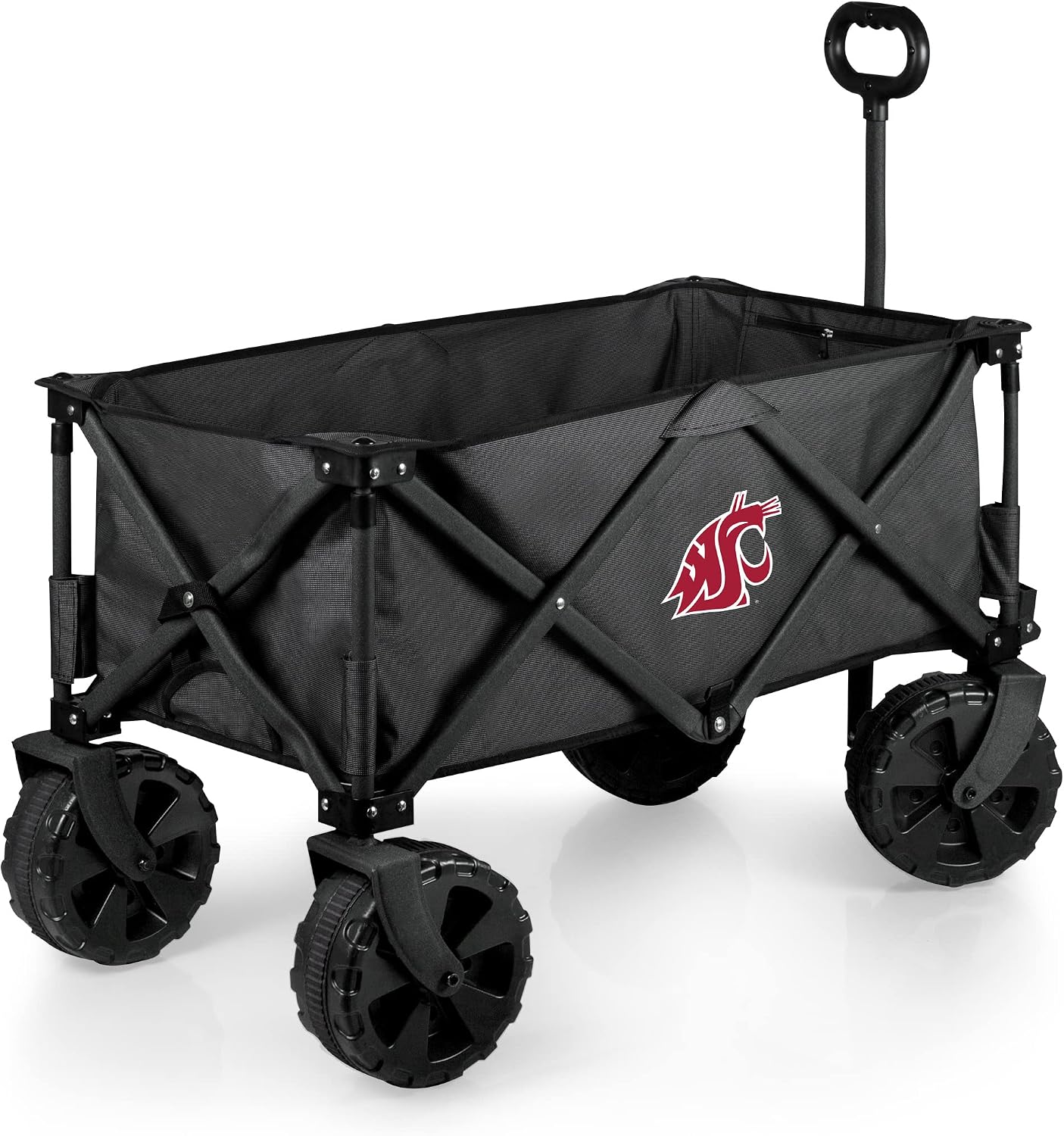 PICNIC TIME NCAA Adventure Wagon Elite All-Terrain Folding Beach Wagon with Big Wheels Plus Table Top Lid & Soft Cooler Liner, (Dark Gray)