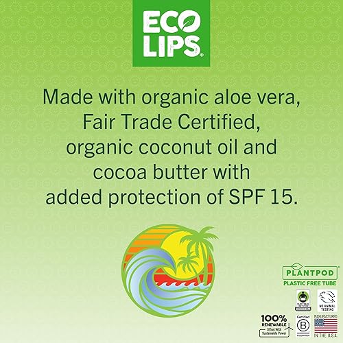 Miniatura 5 de Eco Lips Classic Mint - Bálsamo labial protector solar de amplio espectro, paquete de 6 unidades, 100% sin plástico, fabricado en Estados Unidos