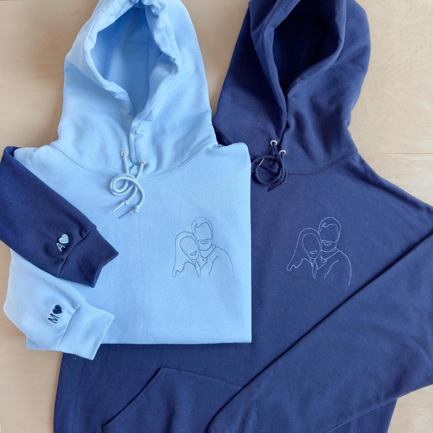 WEAR PHYSIQUE Photo Stitch Embroidered Shirt, Personalized Picture and Initial Sweatshirt, Couples Gift, Wedding, Proposal Photo, Boyfriend Girlfriend Hoodie, Engagements and Anniversaries Brown - Image 4