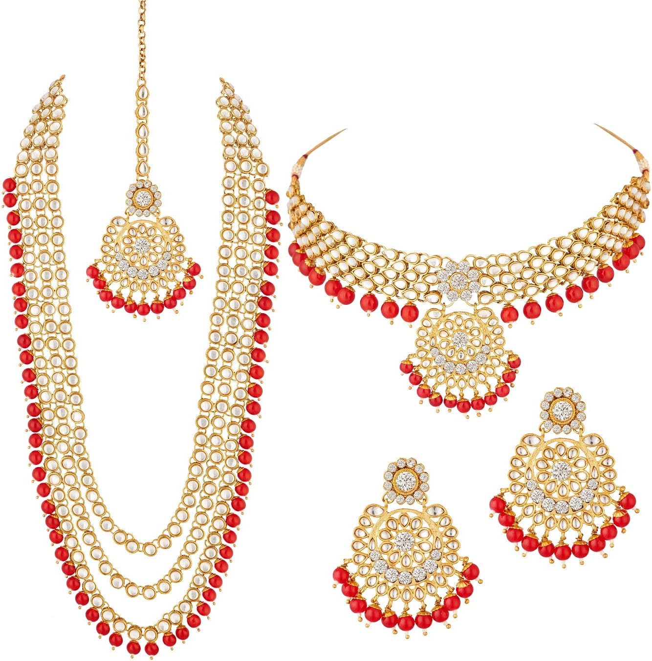 Apara Kundan Jewellery Gold Plated Multi Strand for Women (Golden) (RNZ21D692RKK)